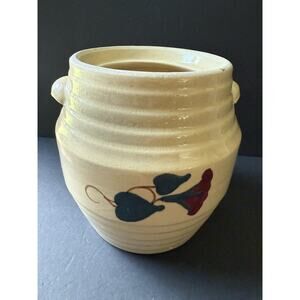 Vintage Redwing Morning Glory Cookie Jar Crock Pottery Handcrafted Handpainted